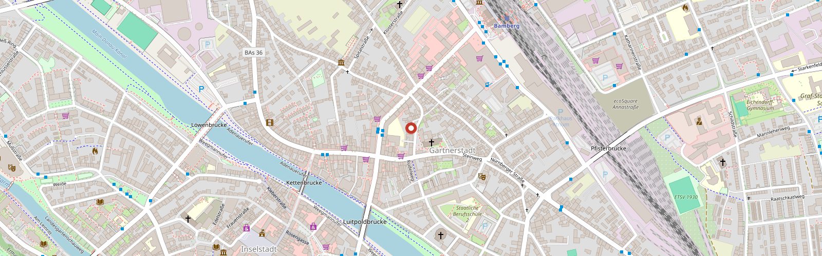 Kanzleistandort Kliemann & Kliemann, Theuerstadt 3a, 96050 Bamberg – Kartenausschnitt der Bamberger Altstadt